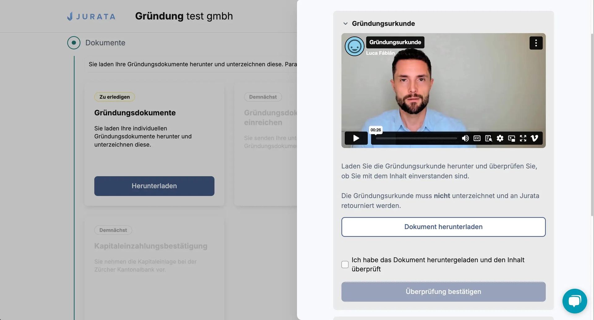 Drawer component in a dashboard featuring grouped elements: video player, download button and confirmation button.